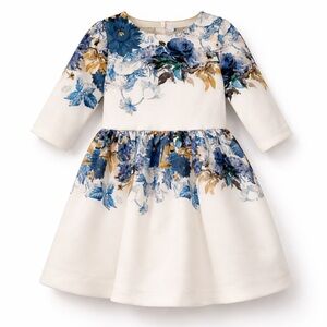 🧵 GIRLS Patachou Blue Floral Party DressMade in Portugal, Tulle Lining